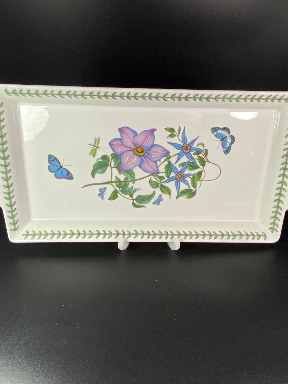 Portmeirion Rectangle Serving Tray Botanic Garden Purple Flower Butterfly 15 " L